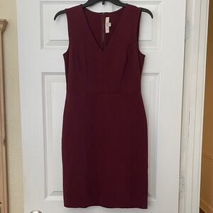 LOFT Sleeveless V-Neck Midi Dress in Maroon
